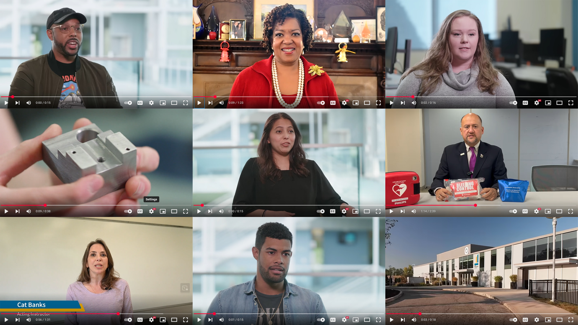 Grid of video playback examples