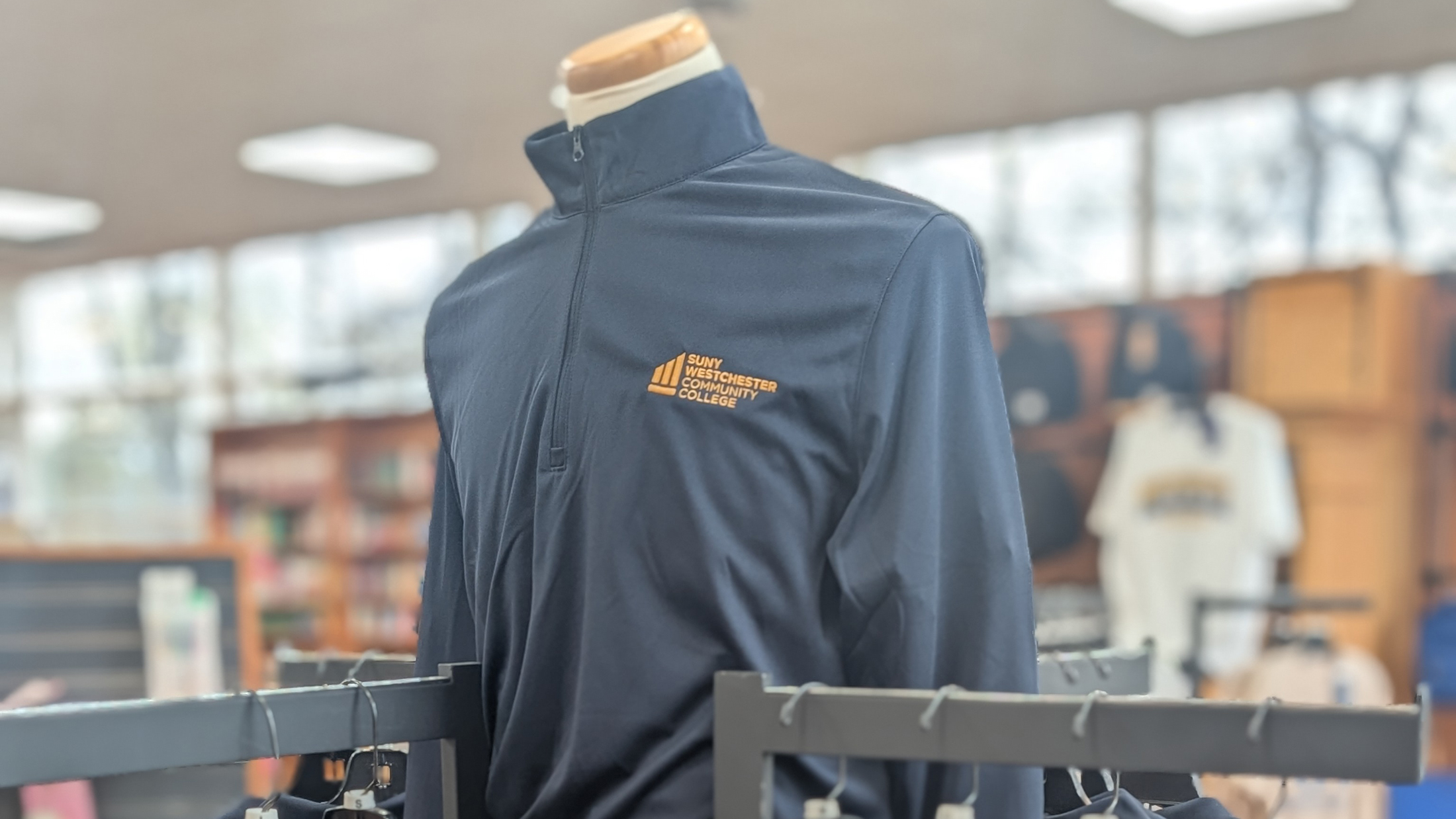 Logo on merchandise for sale in bookstore